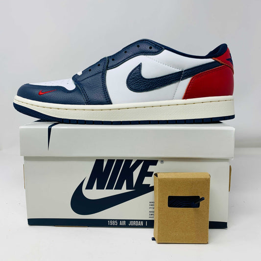 Jordan 1 Retro Low OG Howard University sneakers, brand new with good box condition and extra laces, 2024 release.