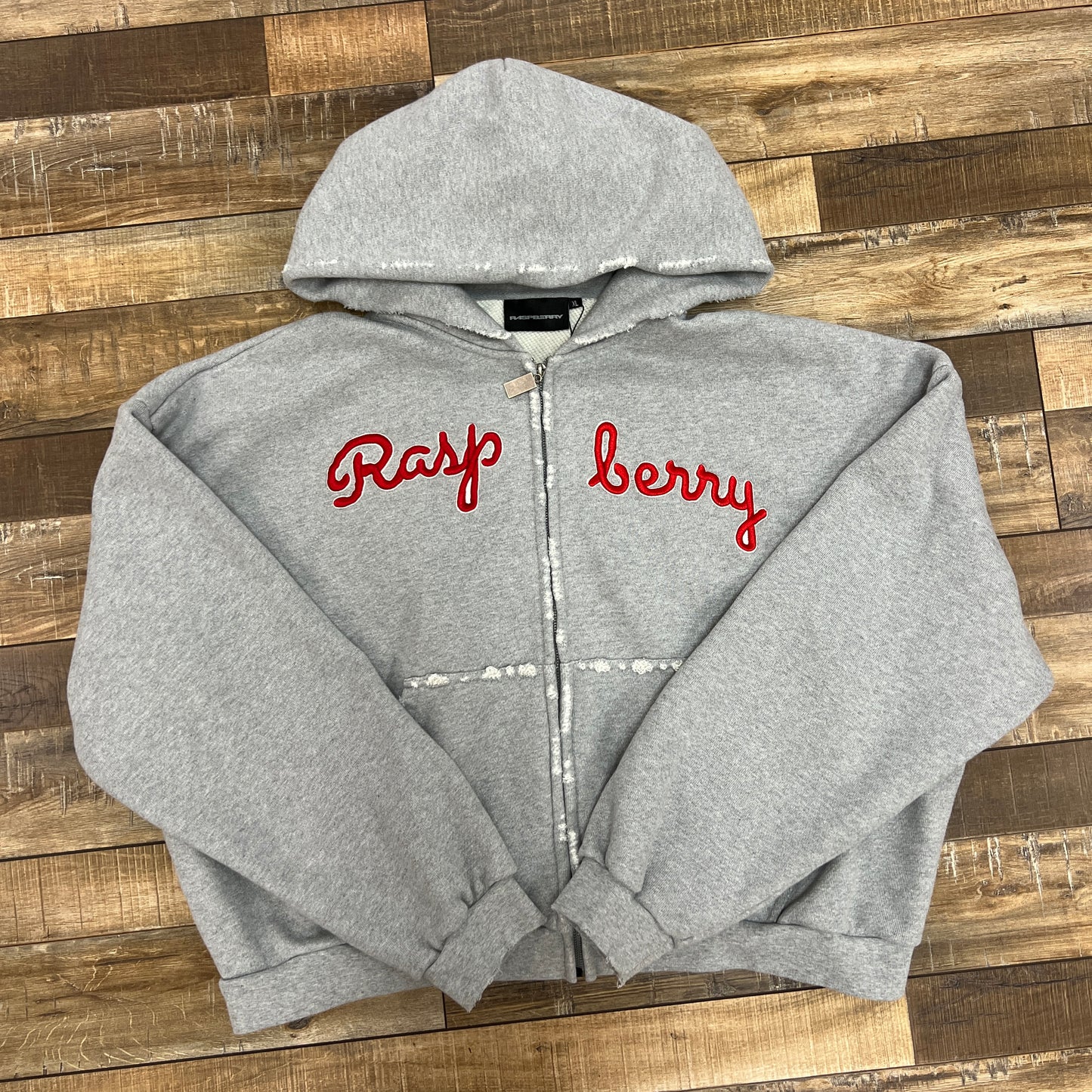 GV Gallery Raspberry Script Grey Zip Up Hoodie