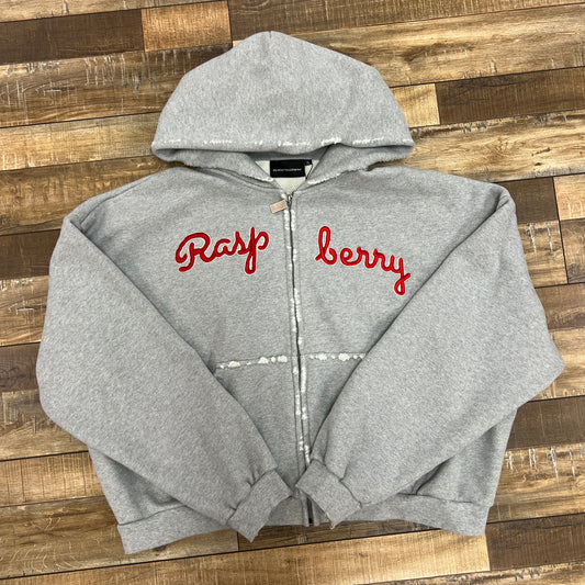 GV Gallery Raspberry Script Grey Zip Up Hoodie