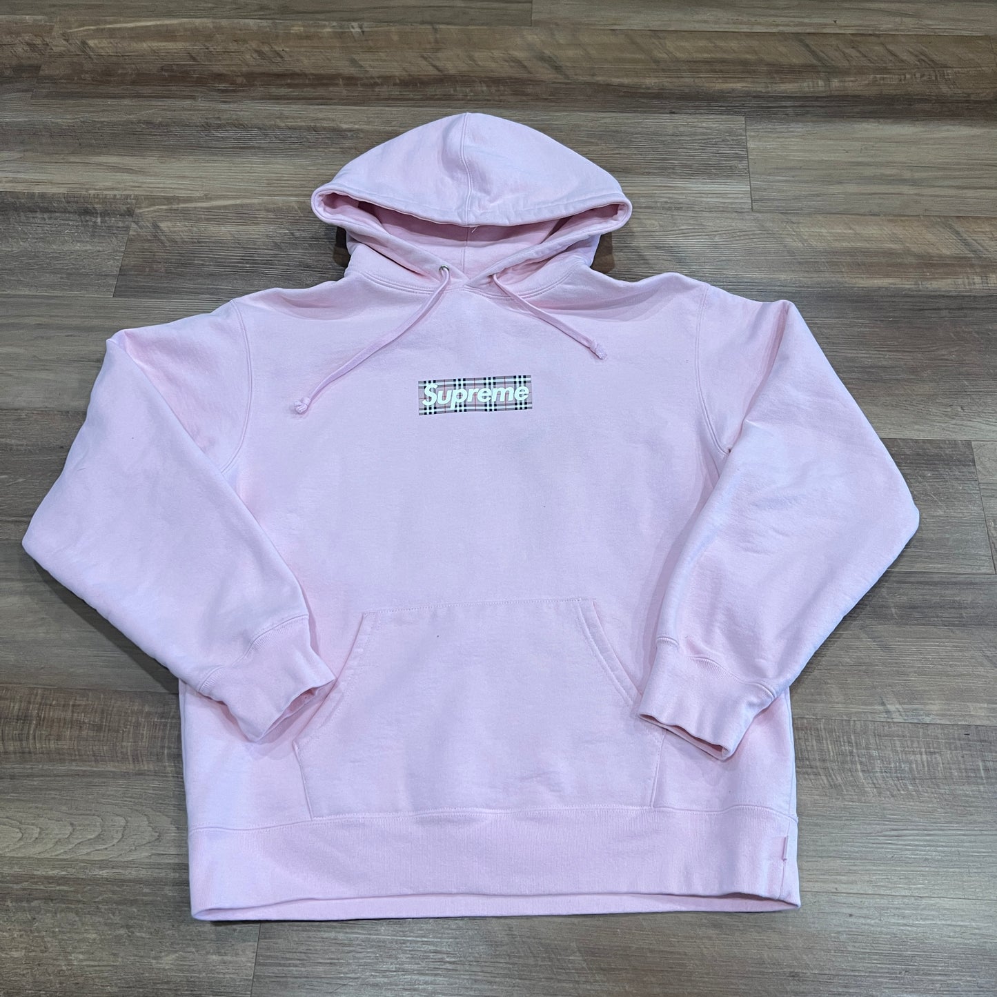Supreme Burberry Box Logo Hooded Sweatshirt Light Pink