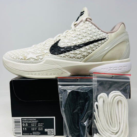 Nike Kobe 6 Protro Sail All-Star sneakers with extra laces, good box condition, 2025 edition.