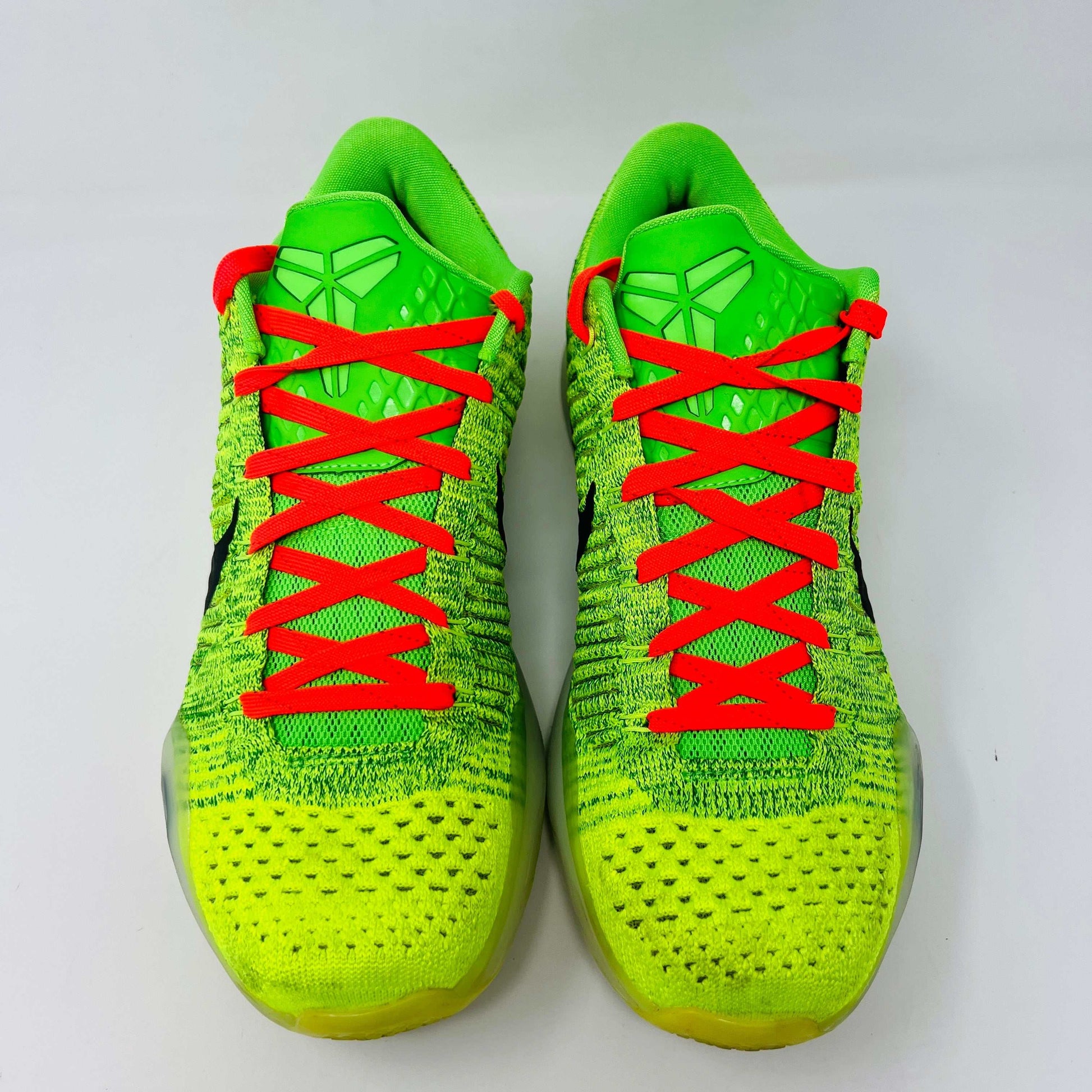 KOBE X NIKE ID GRINCH sneakers, size 9.5, bright green with red laces, 2018 model.
