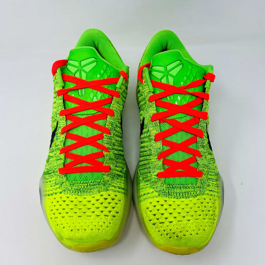 KOBE X NIKE ID GRINCH sneakers, size 9.5, bright green with red laces, 2018 model.