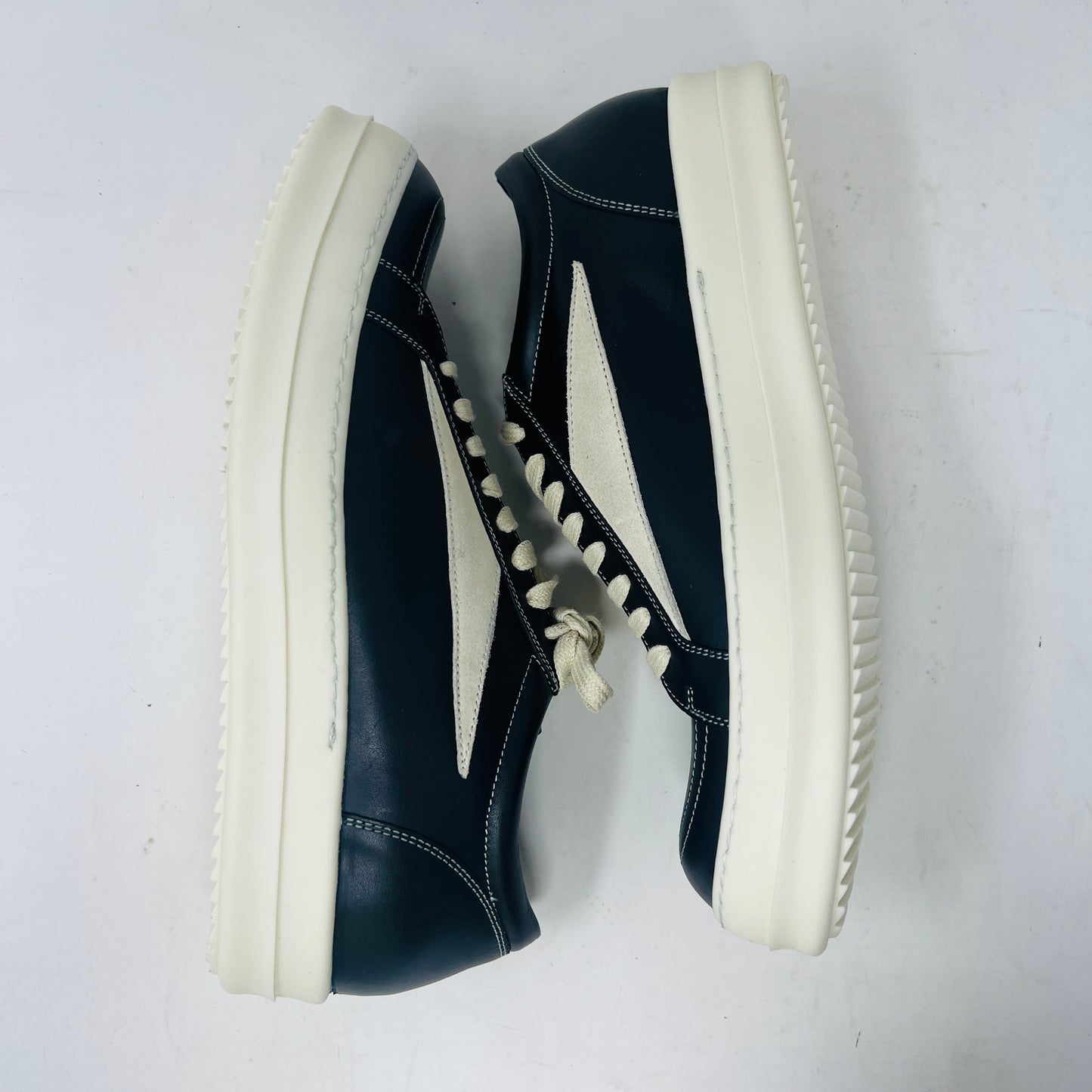Rick Owens Vintage Sneaks Black Milk, brand new, with box, black laces, and dust bag, 2023 model.
