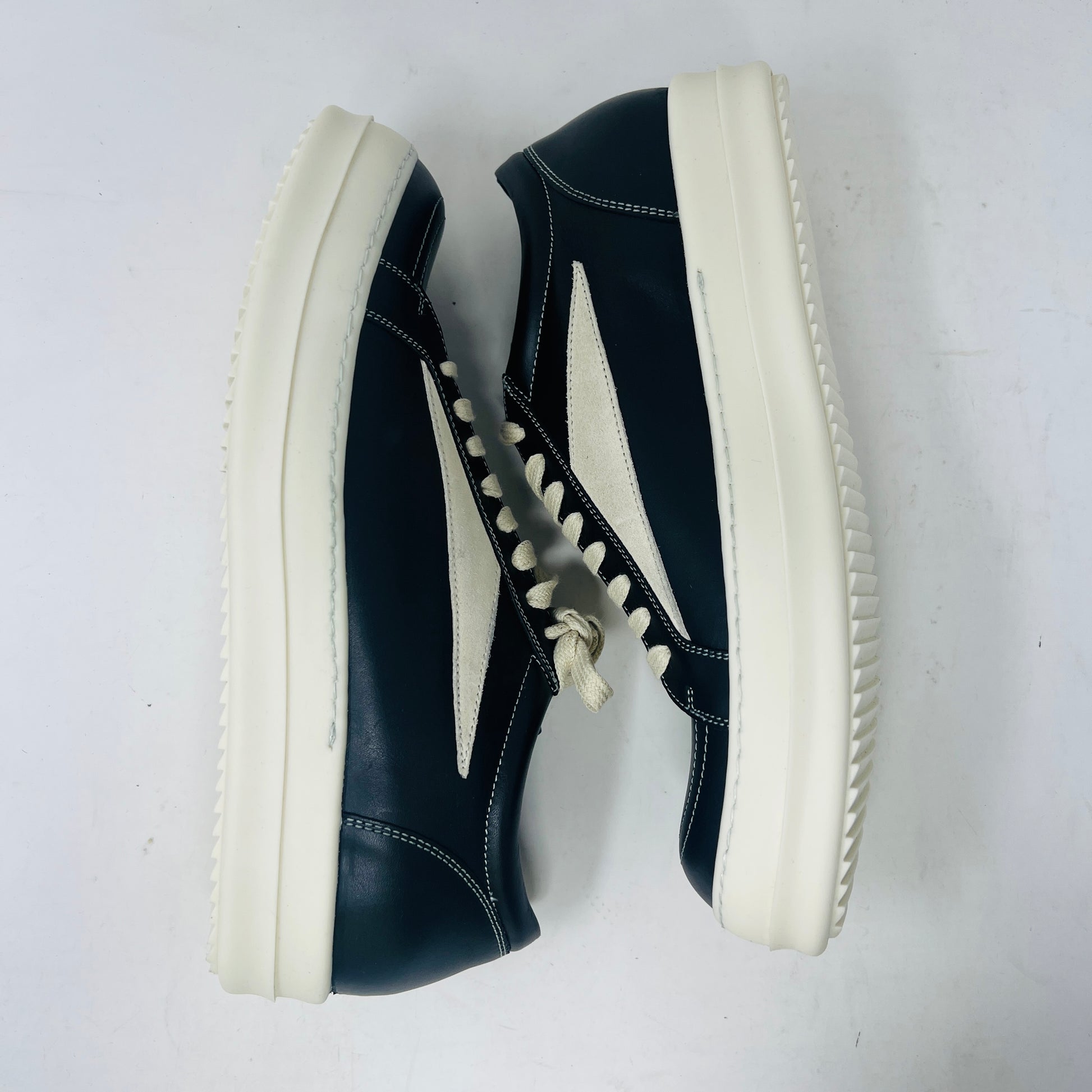 Rick Owens Vintage Sneaks Black Milk, brand new, with box, black laces, and dust bag, 2023 model.