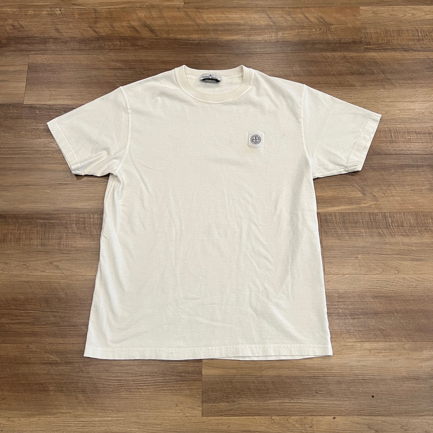 Stone Island Compass-Patch Cotton T-Shirt White