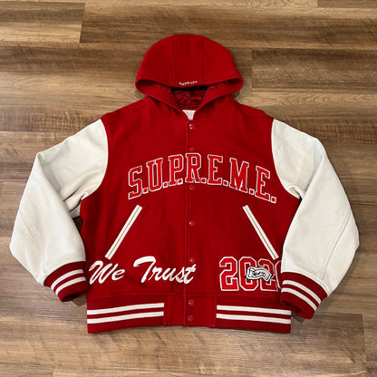 Supreme King Hooded Varsity Jacket Red