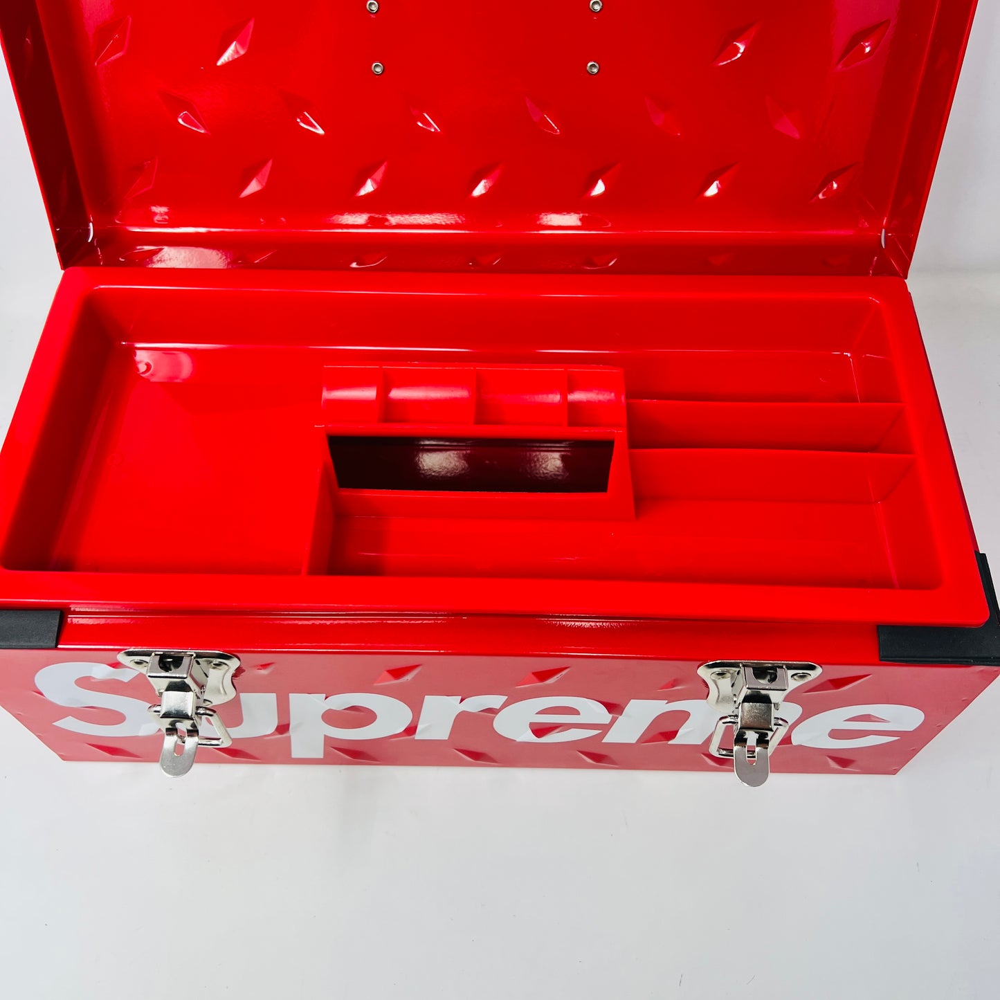 Supreme Diamond Plate Tool Box Red