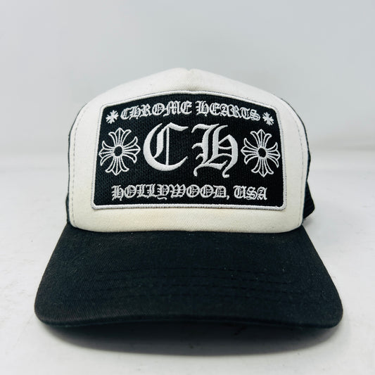 Chrome Hearts CH Hollywood Trucker Hat Black/White
