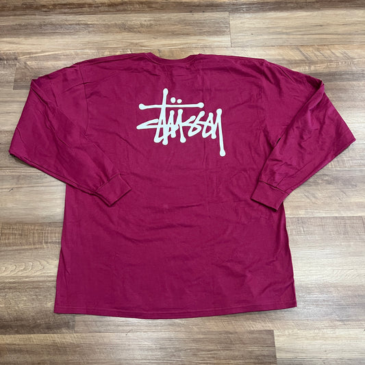Stussy Long Sleeve Tee Burgundy