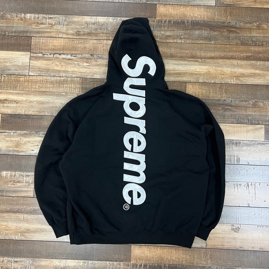 Supreme Satin Applique Hooded Sweatshirt Black