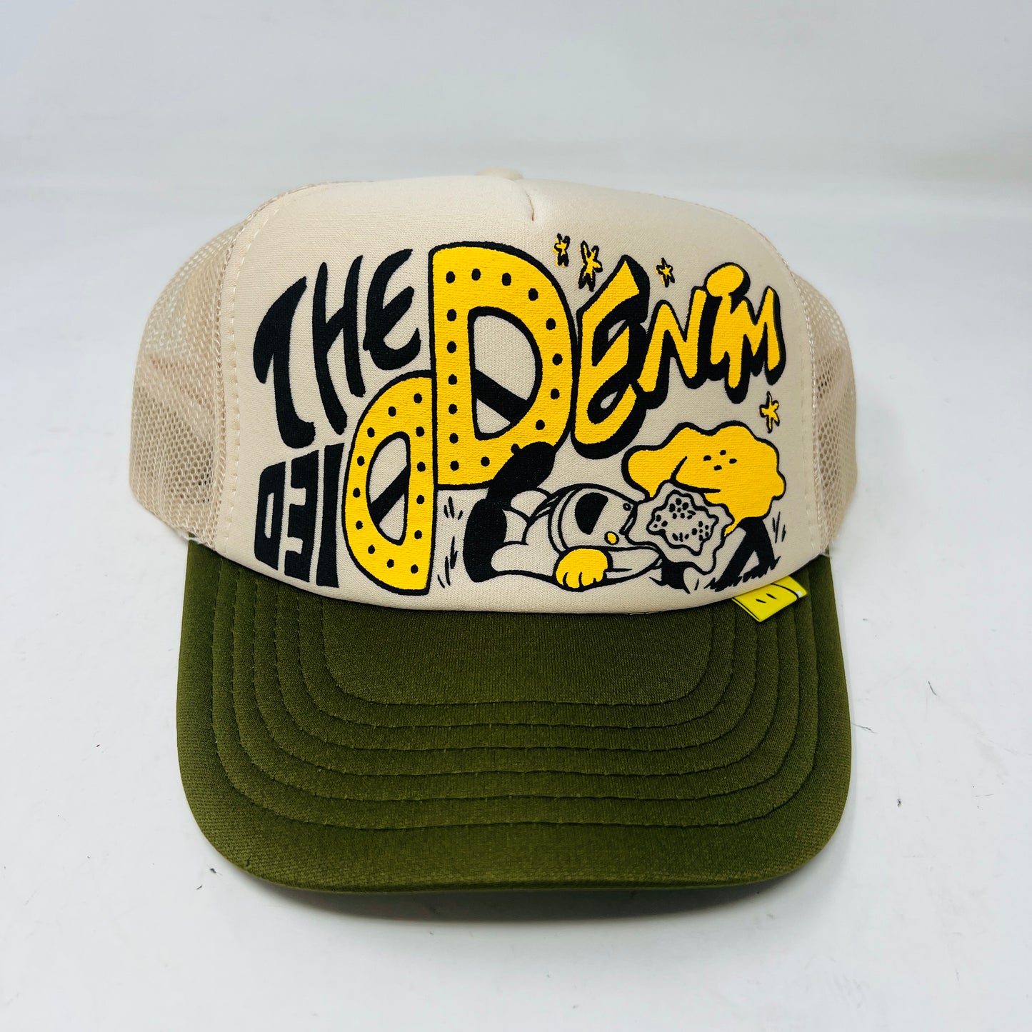 Kapital Kountry TH DD Print Trucker Cap Beige Olive Yellow Black