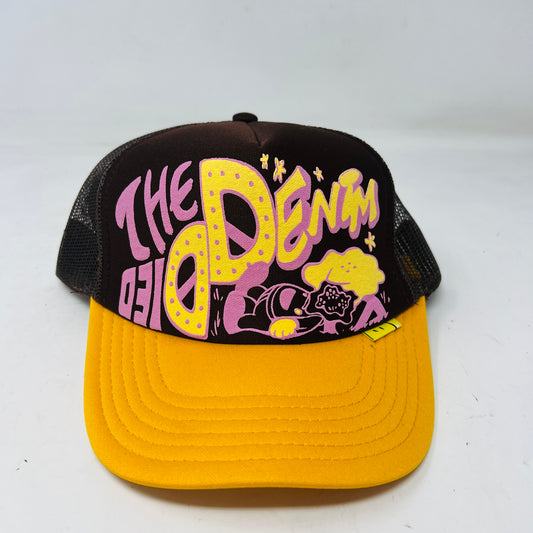Kapital Kountry TH DD Print Trucker Cap Brown Pink Yellow