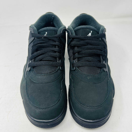 Jordan 4 RM Black Cat sneakers, black and grey design, premium leather, Air-Sole cushioning.