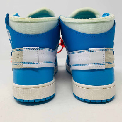Jordan 1 UNC Off White sneakers in brand new condition with blue colorway and red zip tie.