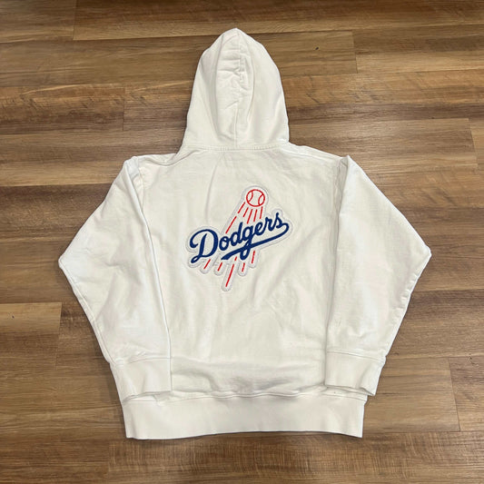 Kith For Major League Baseball Los Angeles Dodgers Logo Script Hoodie White