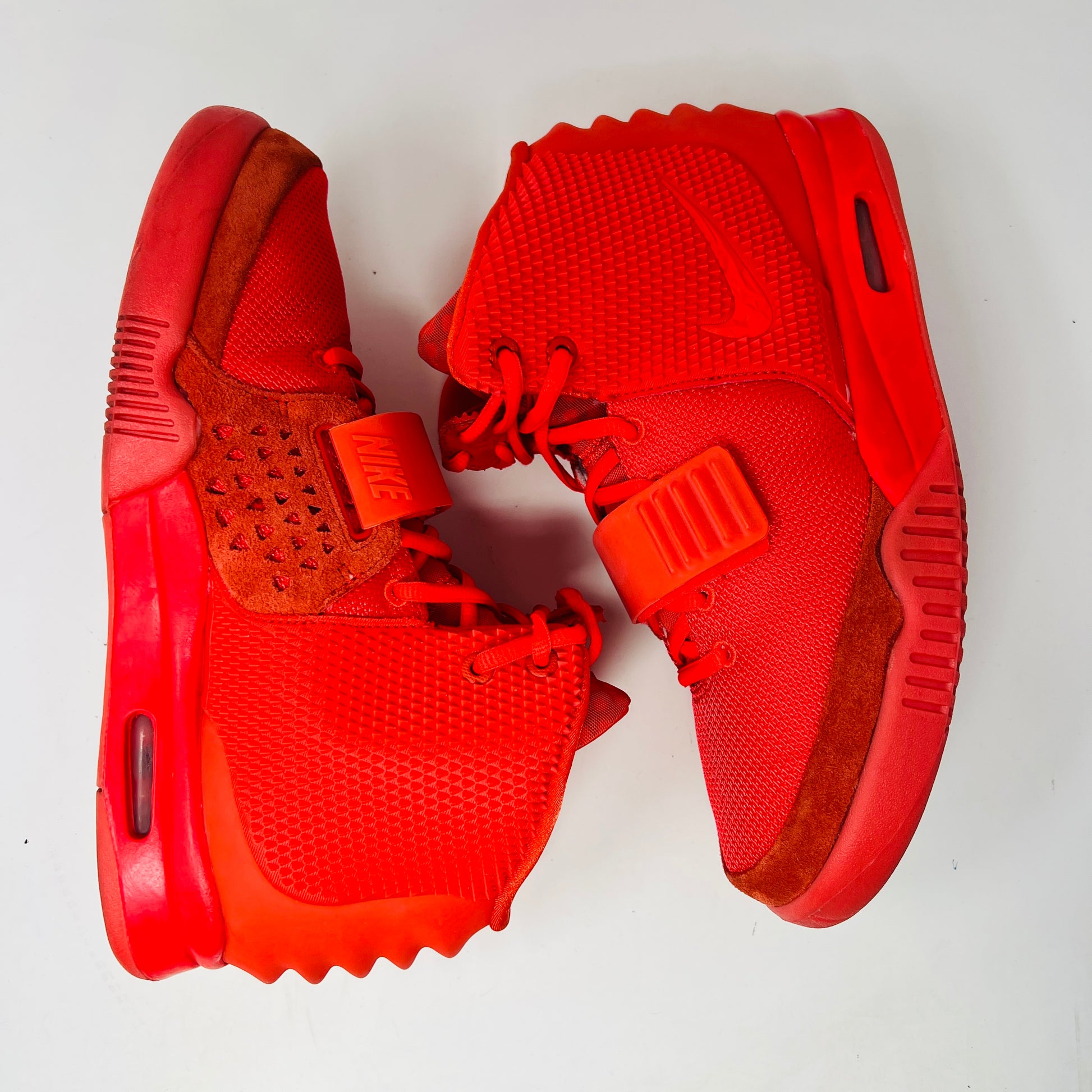 Nike Air Yeezy 2 Red October sneakers, slightly worn, 2014, with dust bag and lace locks.