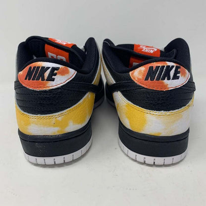 Nike SB Dunk Low Raygun Tie-Dye Black sneakers, 2019 model, with black laces, rear view.