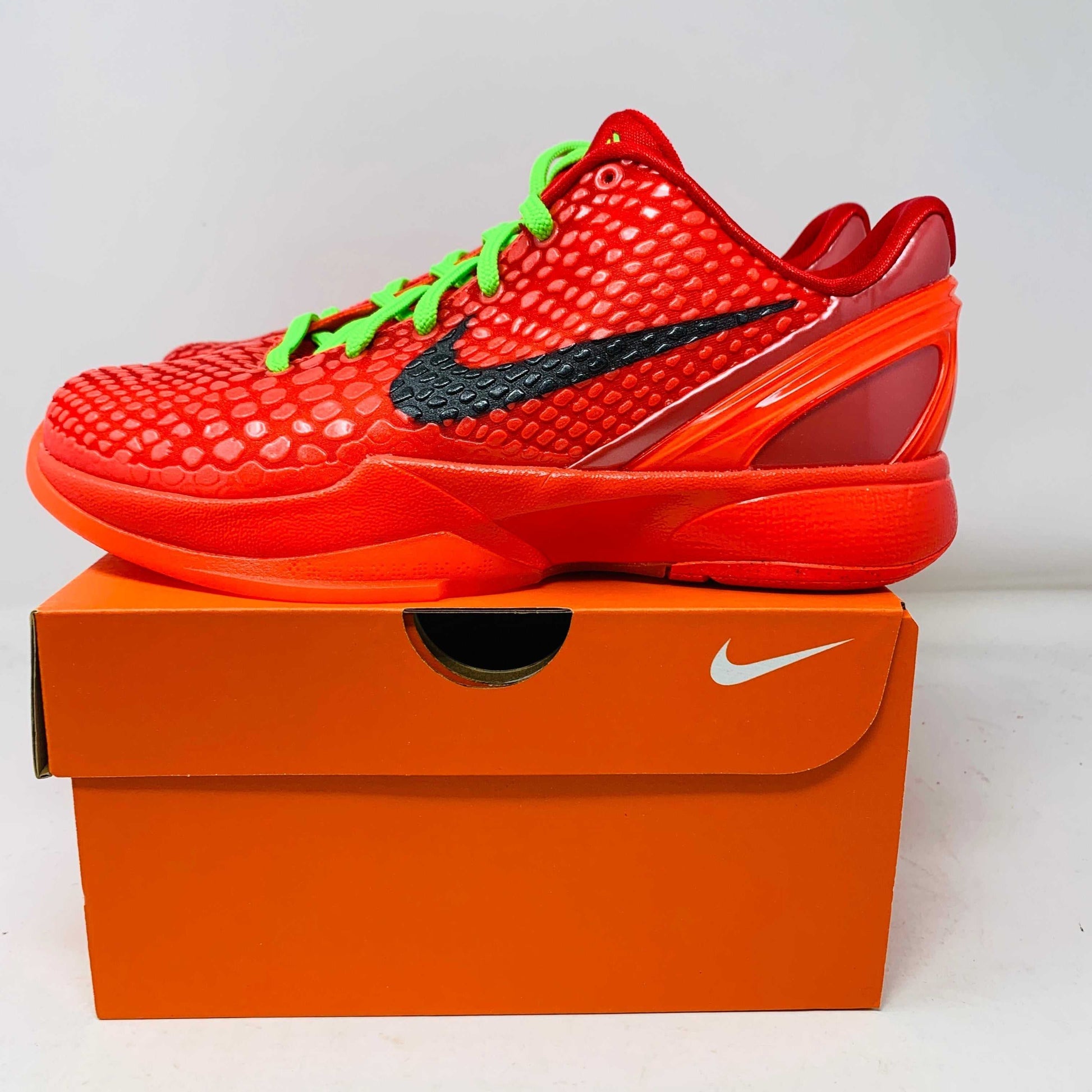 Nike Kobe 6 Protro Reverse Grinch GS 2023 brand new sneaker on orange box.