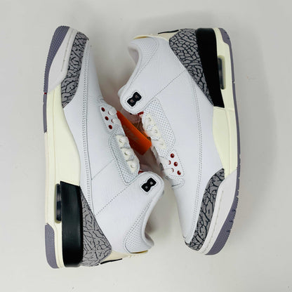 Jordan 3 Retro White Cement Reimagined sneakers, modern design, iconic white and cement colorway.