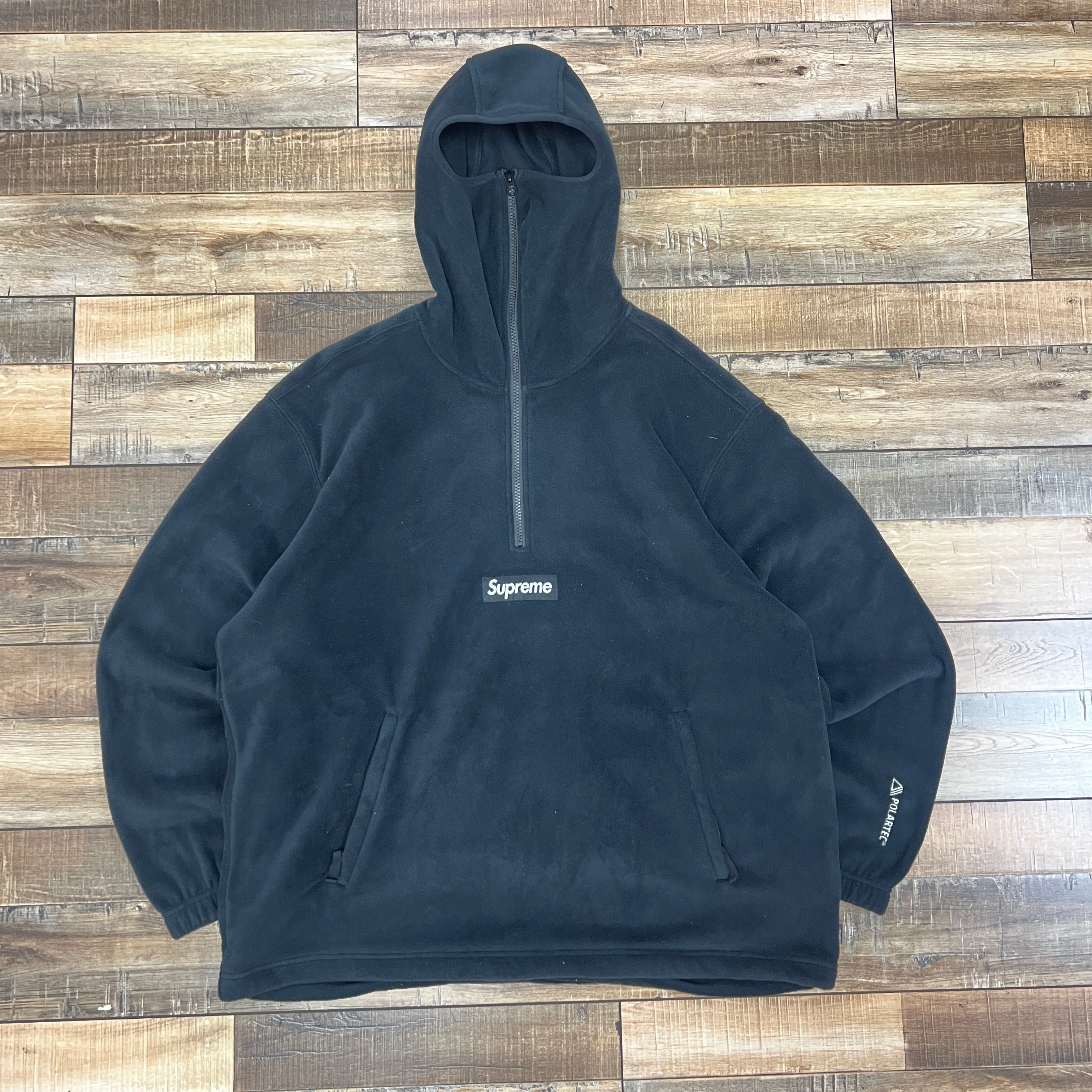 Supreme x Polartec Facemask Half Zip Hooded Black Sweatshirt