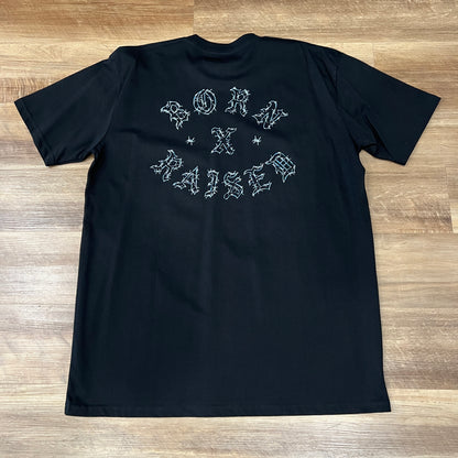 BORN X RAISED Barbed Wire Tee Black