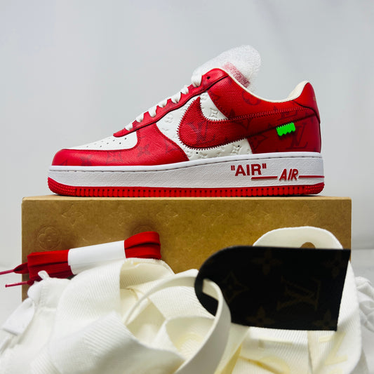Louis Vuitton Nike Air Force 1 Low By Virgil Abloh White Red