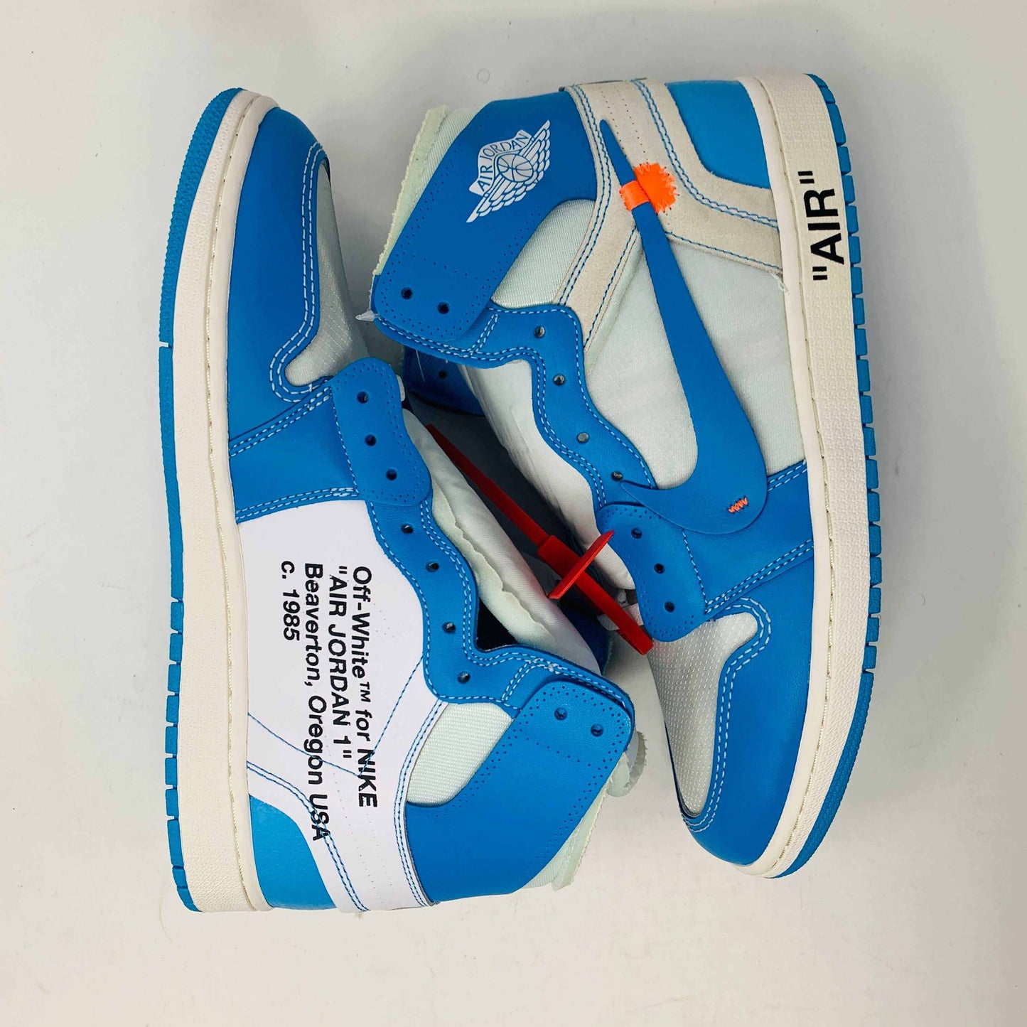Jordan 1 UNC Off White sneakers, brand new, with accessories, 2018 release.