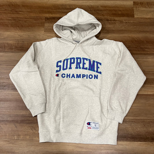 Supreme X Champion Hooded Sweatshirt Ash Grey