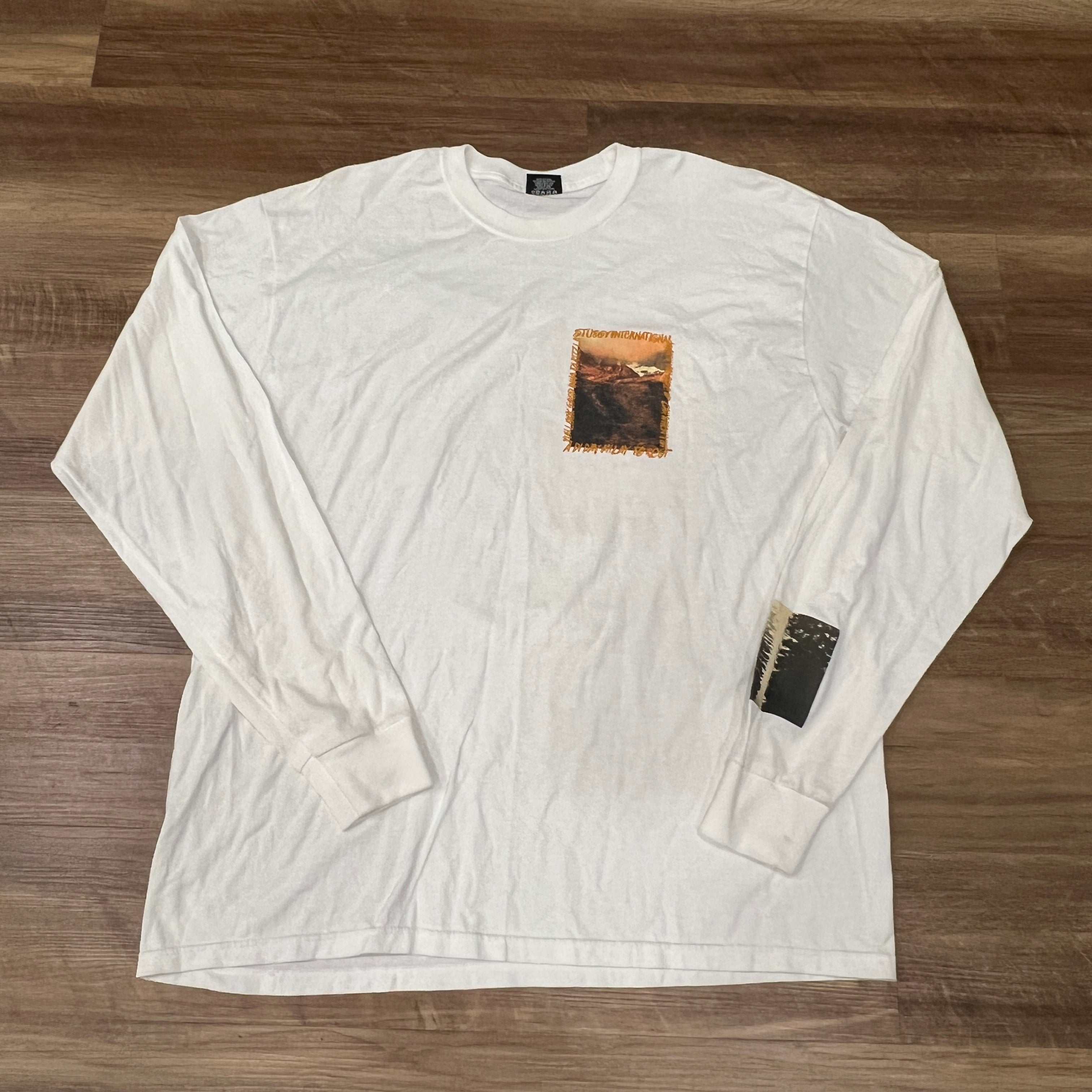 トップス old STUSSY border L/S tee archive Stussy Great Outdoors Ls Tee White – Holy Ground