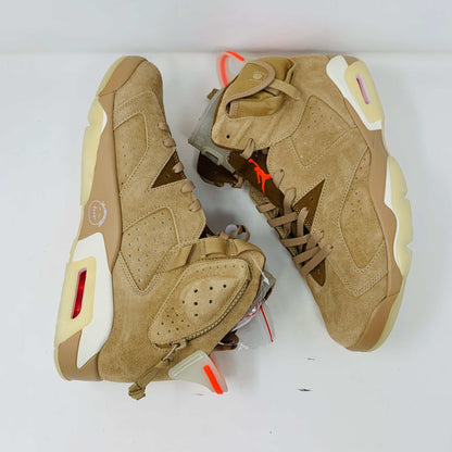 Jordan 6 Travis Scott Khaki sneakers, brand new, with extra red and brown laces, 2021 release.