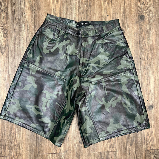 Raspberry Hills Camo Leather Shorts