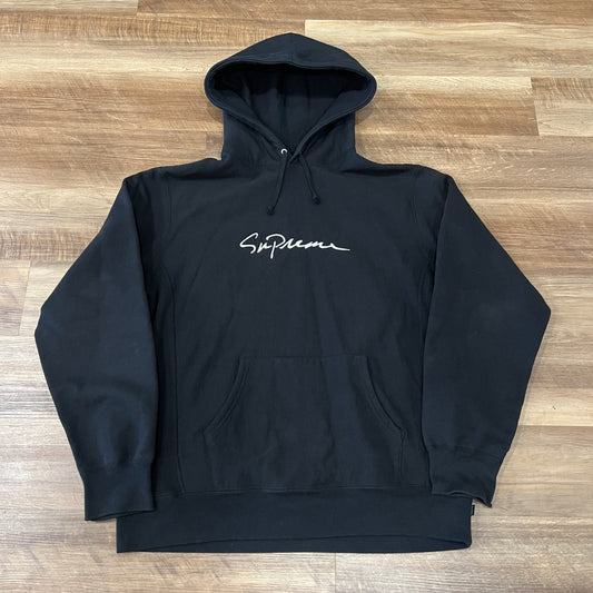 Supreme Classic Script Hooded Sweatshirt Black