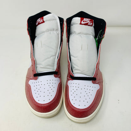 Jordan 1 Retro High Trophy Room Chicago Friends and Family sneakers with blue, white, and red laces, 2021 release.