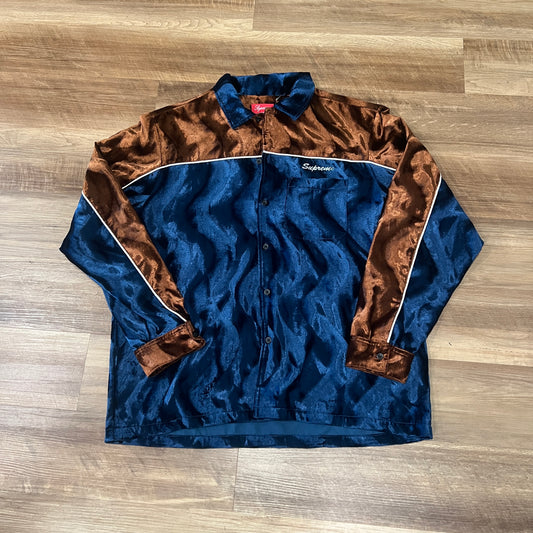 Supreme Velvet Swirl Work Shirt Navy