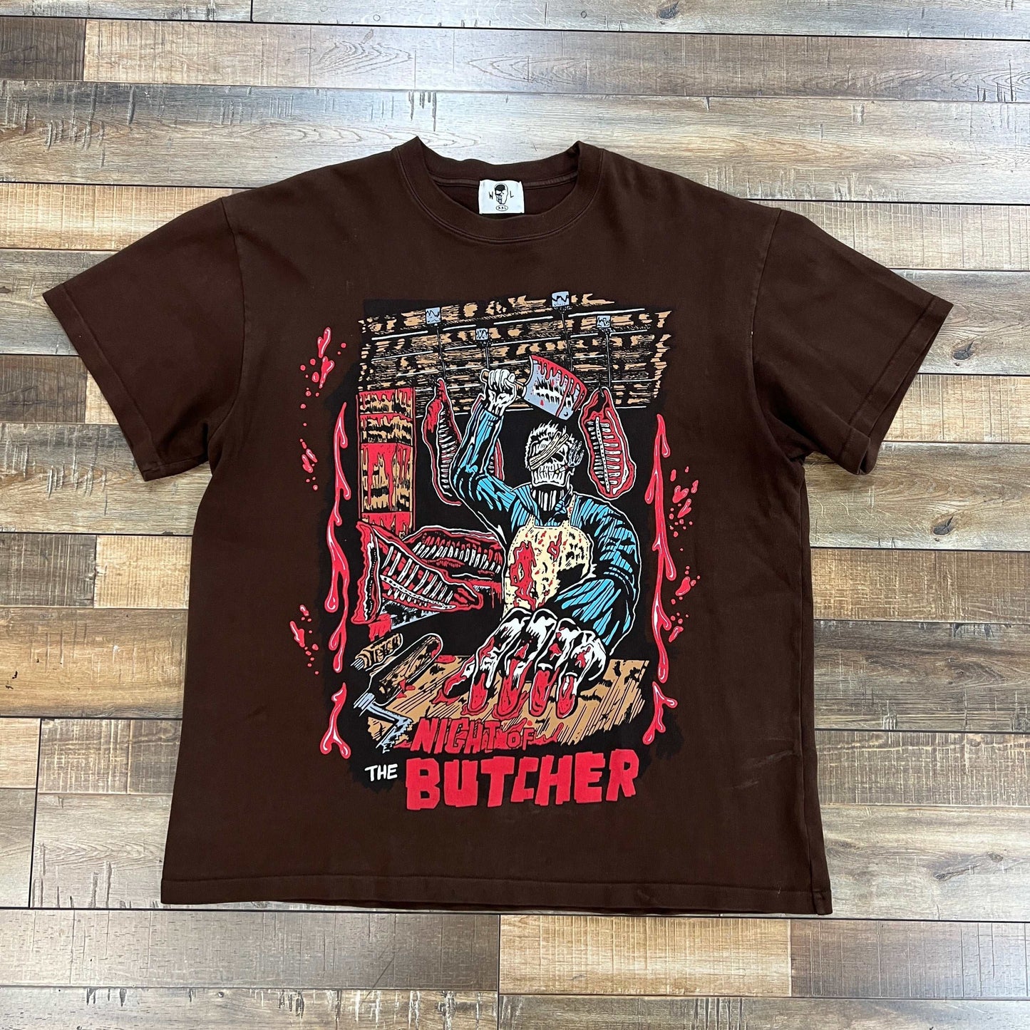 Warren Lotas Night of the Butcher graphic tee in brown, preowned