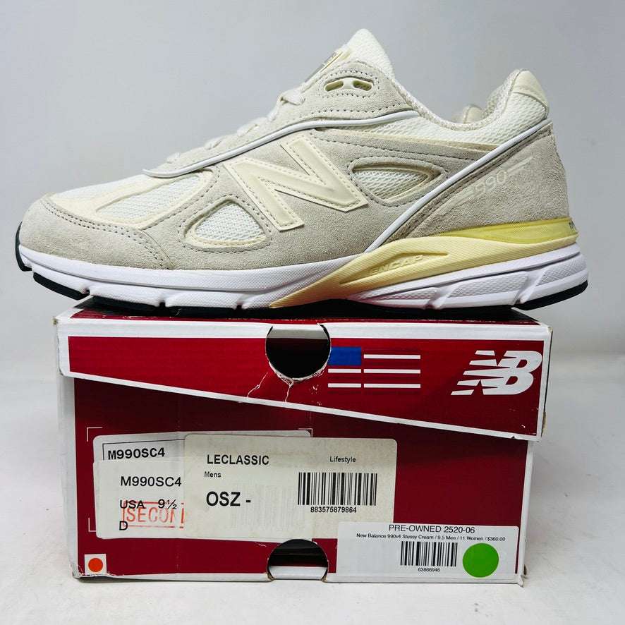 New Balance 990v4 Stussy Cream sneakers, 2017, lightly worn, on original box.