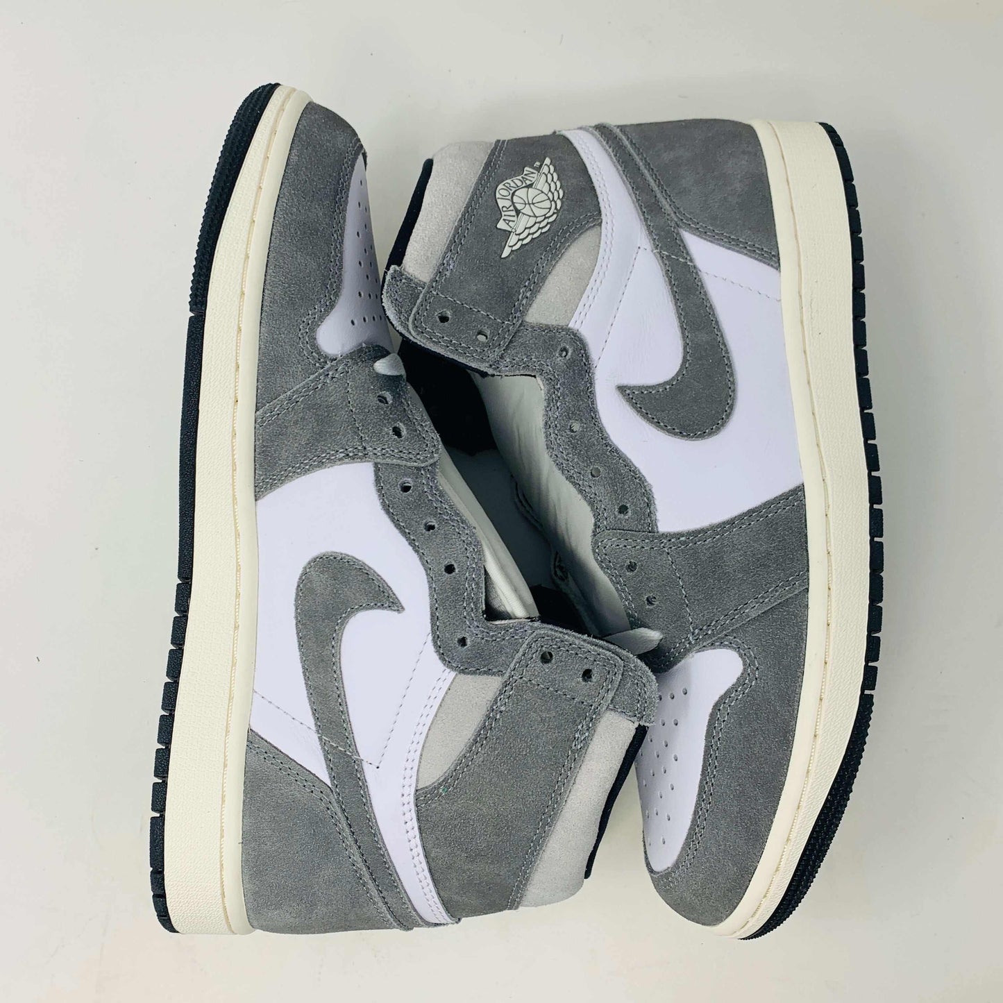Jordan 1 Washed Black sneakers, brand new with black laces, 2023 release.