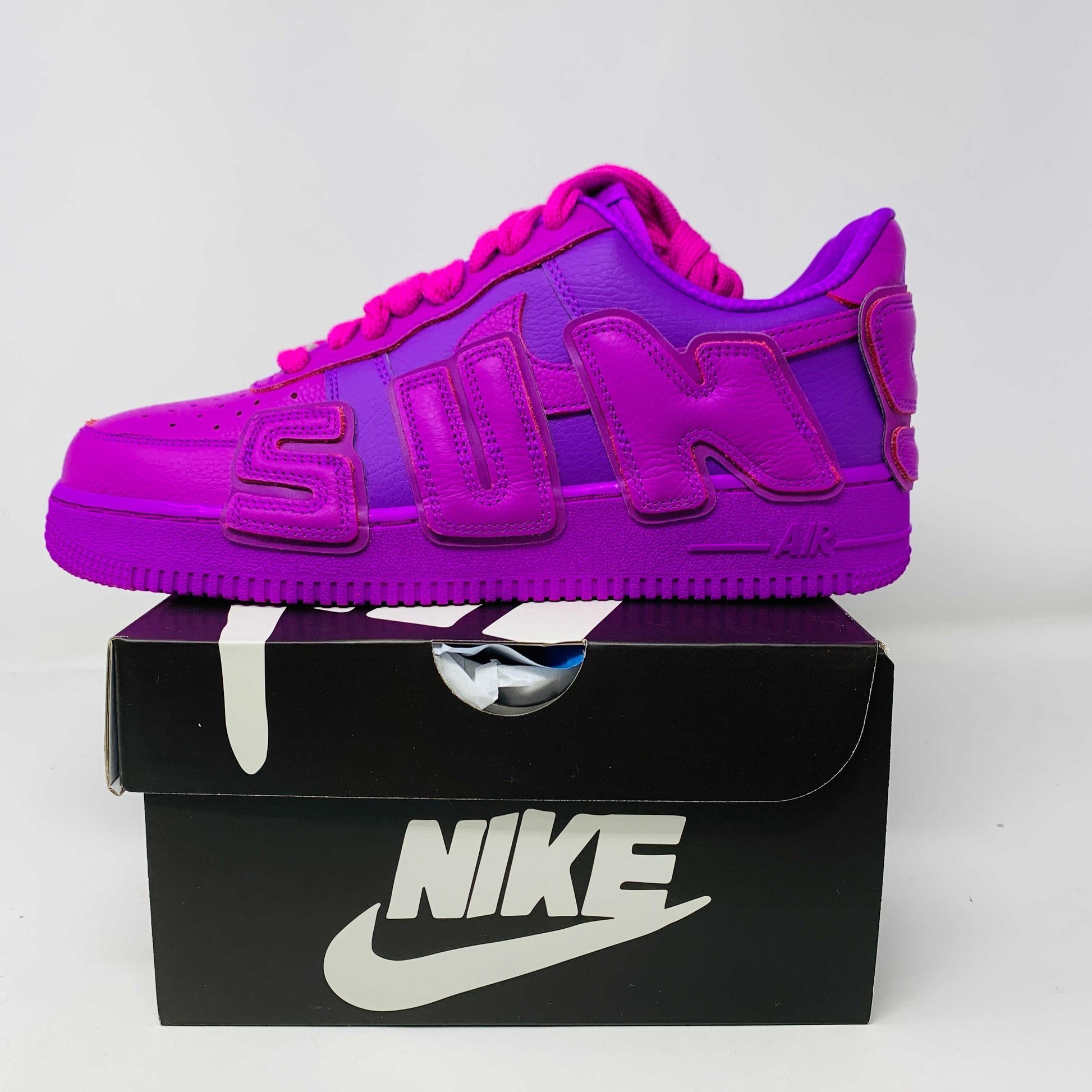 Nike Air Force 1 Low Cactus Plant Flea Market Fuchsia Dream sneakers with box.