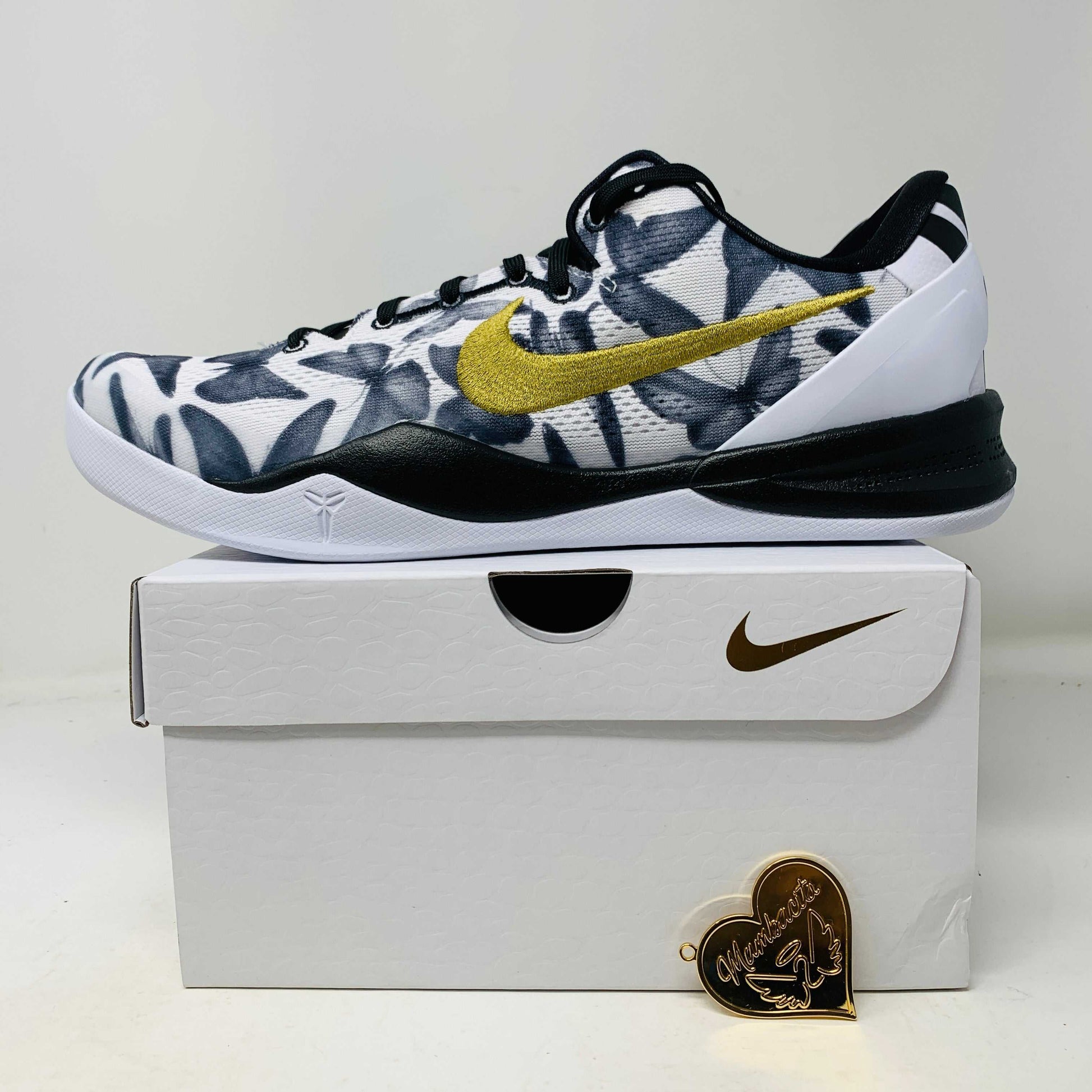 Nike Kobe 8 Protro Mambacita sneakers, brand new, with gold heart accessory, 2024 release.