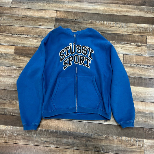 Stussy Sport Zip Hoodie Blue, preowned condition.