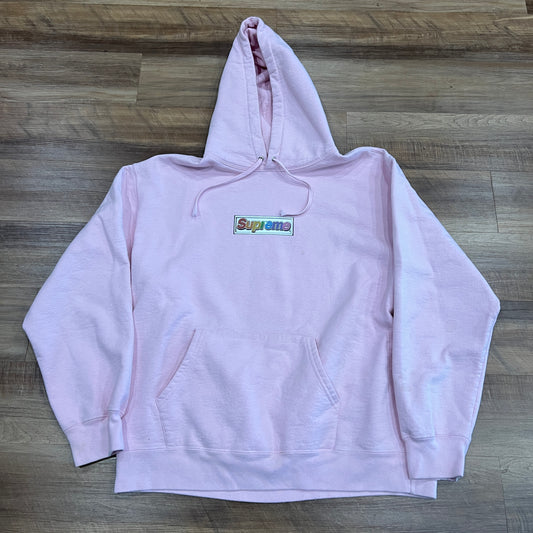 Supreme Bling Box Logo Hooded Sweatshirt Light Pink