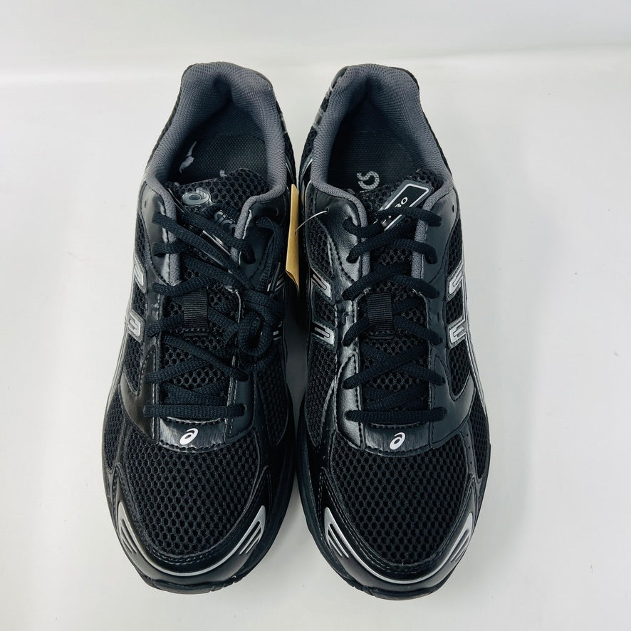 ASICS Gel-1130 Black Pure Silver sneaker on box, 2023 model.