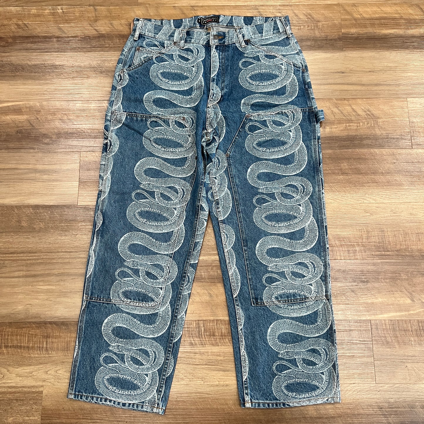 Supreme HYSTERIC GLAMOUR Snake Double Knee Denim Painter Pant Blue