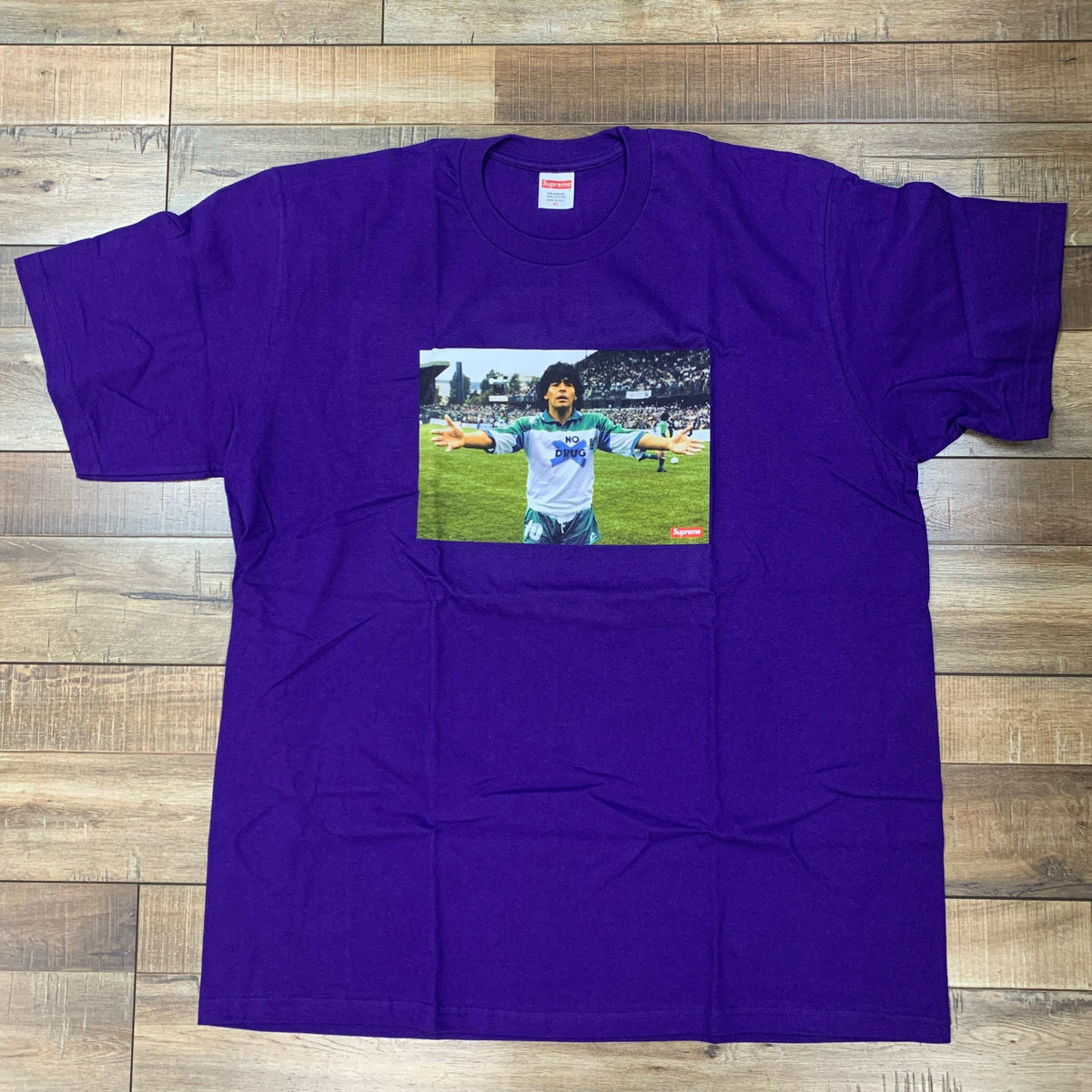 Supreme Maradona Tee in purple, size XL, brand new condition.