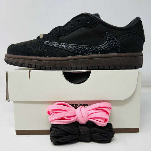Jordan 1 Retro Low OG SP Travis Scott Velvet Brown PS with extra laces, 2024 release.