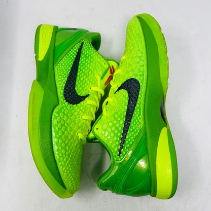 Nike Kobe 6 Protro Grinch 2020 sneakers with clean uppers and red laces.