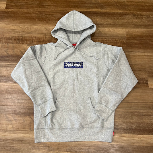 Supreme Bandana Box Logo Hooded Sweatshirt Heather Grey