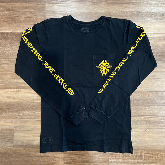 CHROME HEARTS YELLOW PRINT LONGSLEEVE BLACK