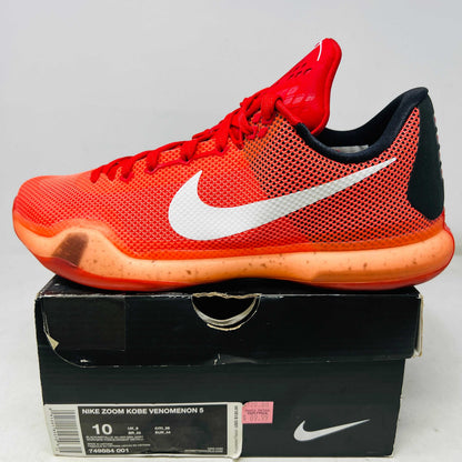 Nike Kobe 10 Hot Lava basketball shoe in red with white swoosh on box from 2015, condition 8.5/10.